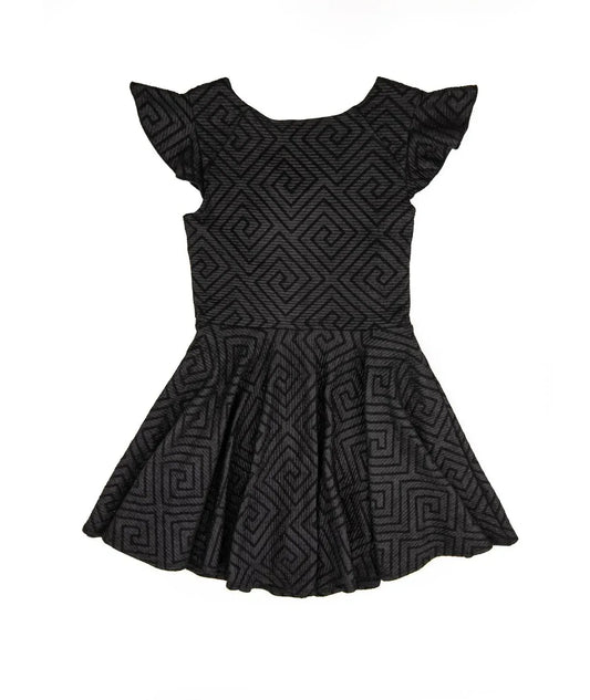 Mädchen Nadine Muster Flutter Sleeve Fit And Flare Kleid