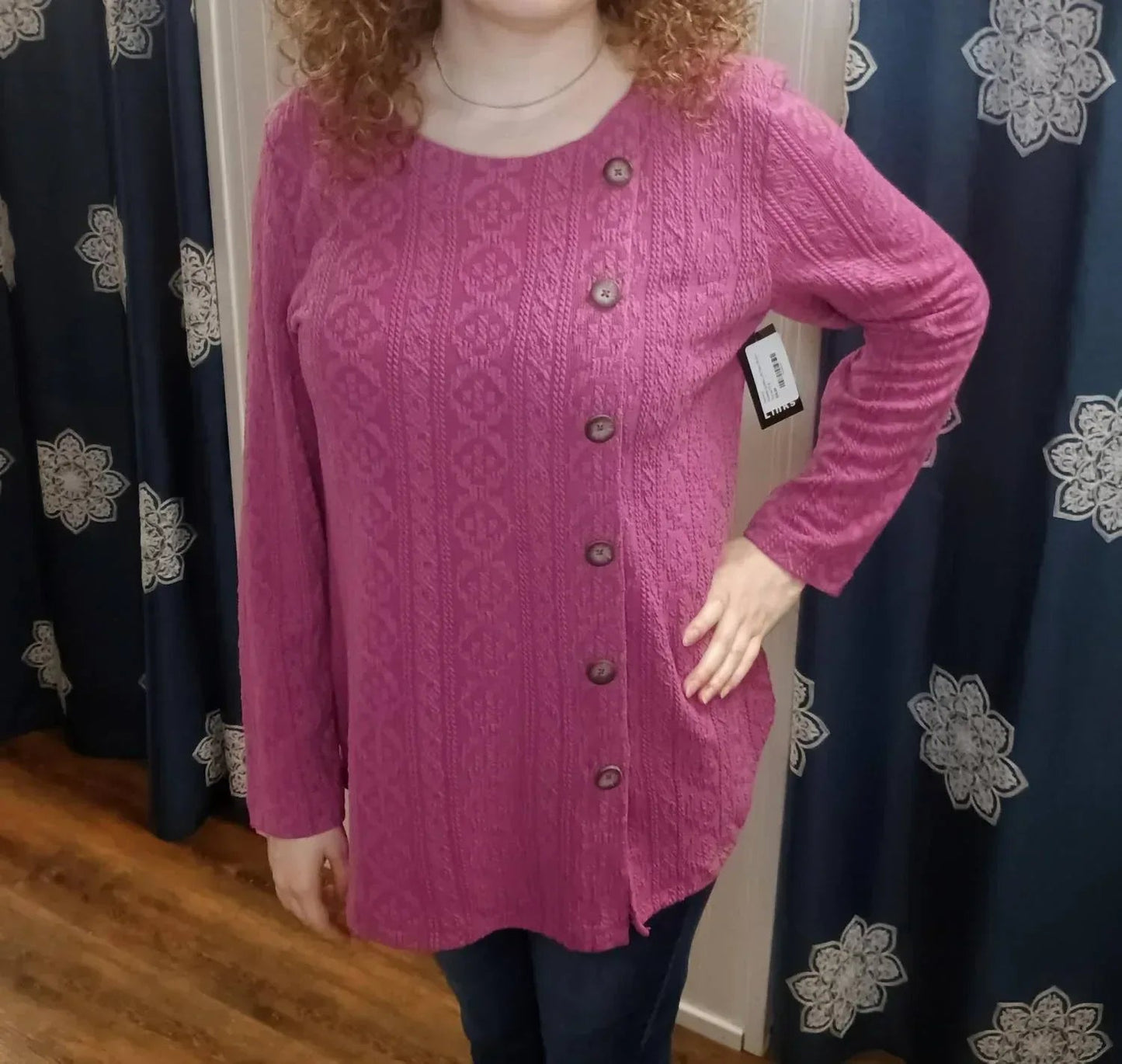 Rosetta Quilted Long Sleeve Faux Button Top