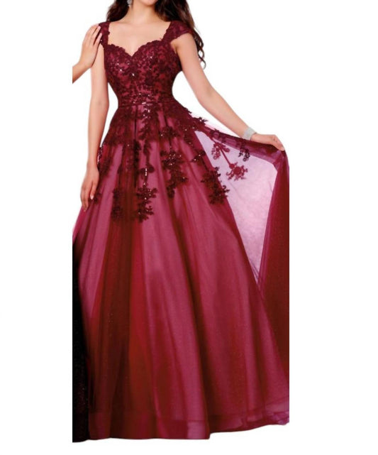 Embroidered Glitter Tulle Dress