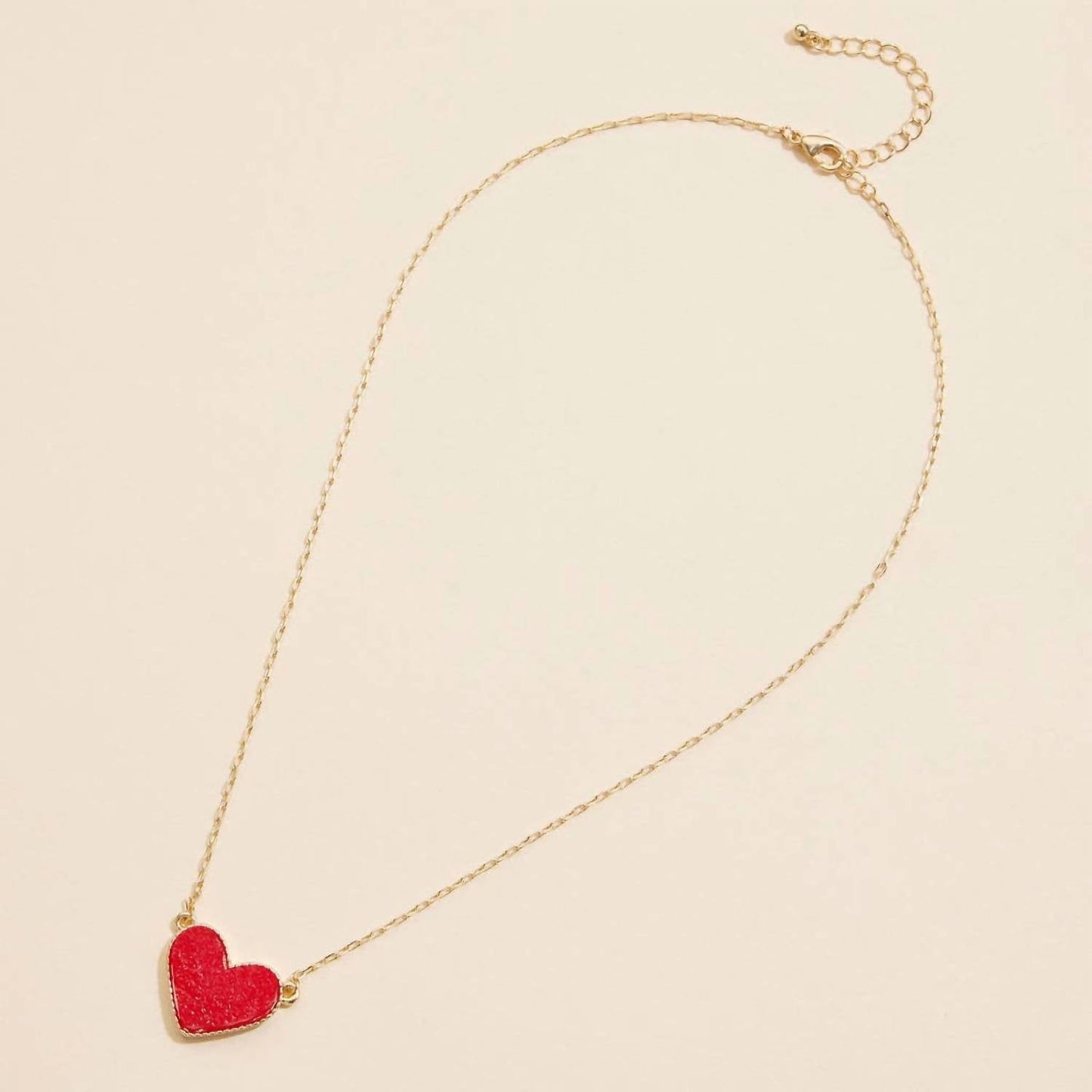 Women's Heart Druzy Stone Charm Short Necklace