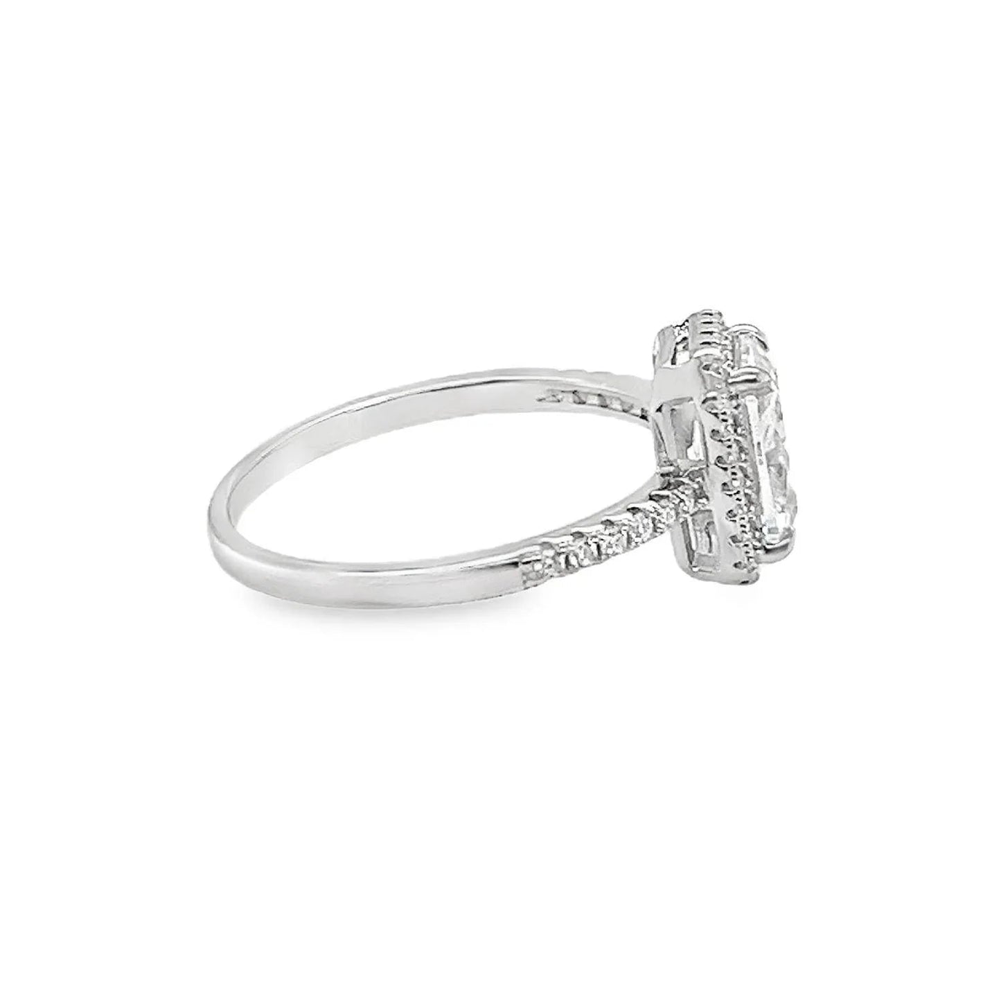 Women's Emerald Cut Moissanite With Halo Ring