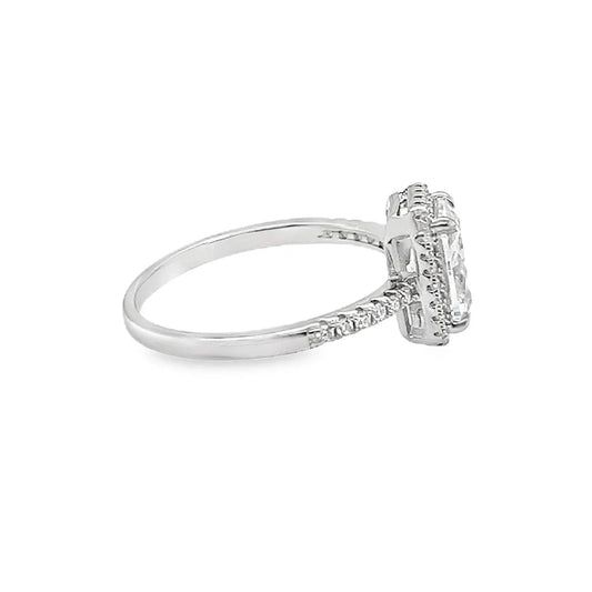 Women's Emerald Cut Moissanite With Halo Ring
