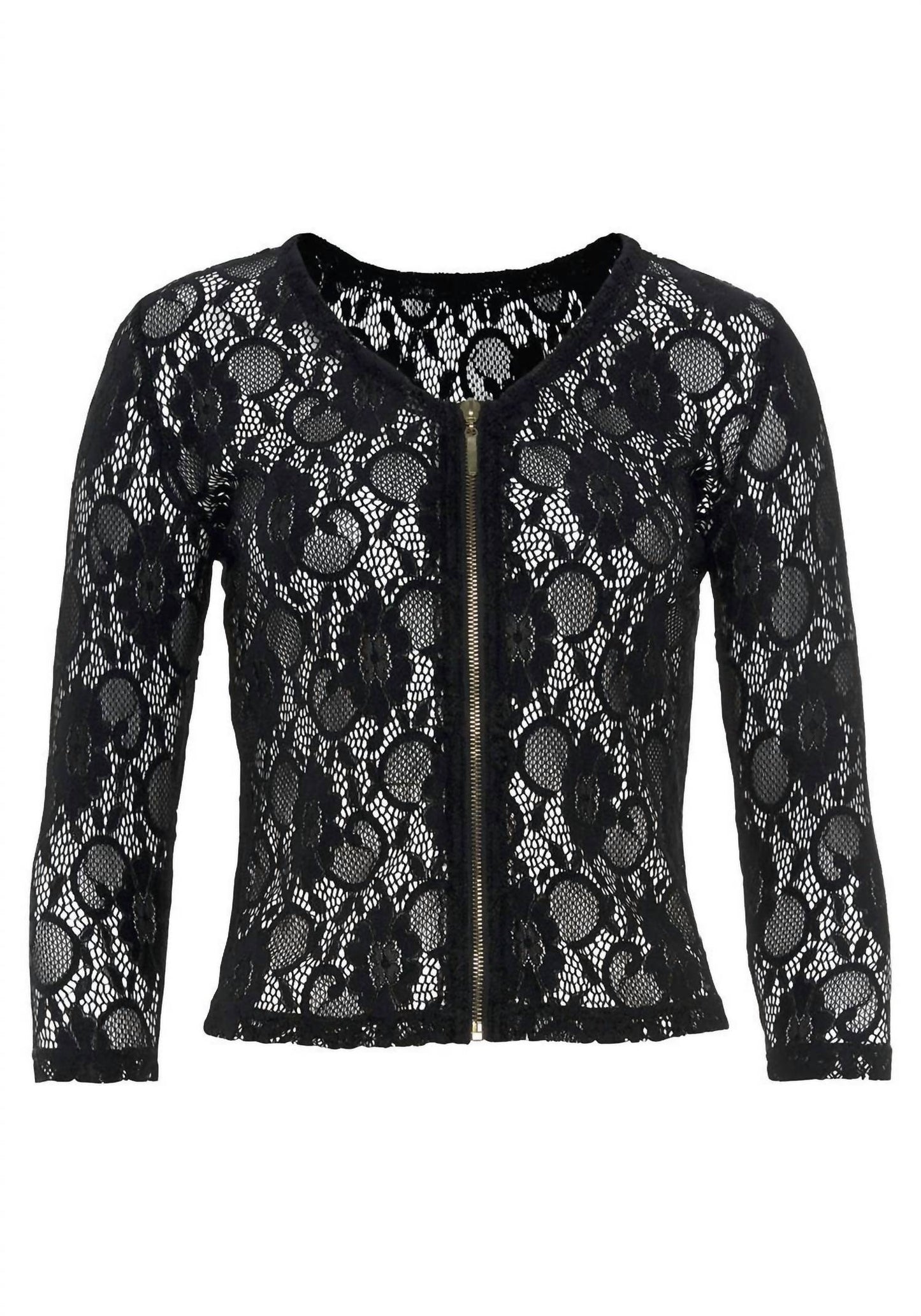 Blumen-Spitzen-Reißverschlussjacke
