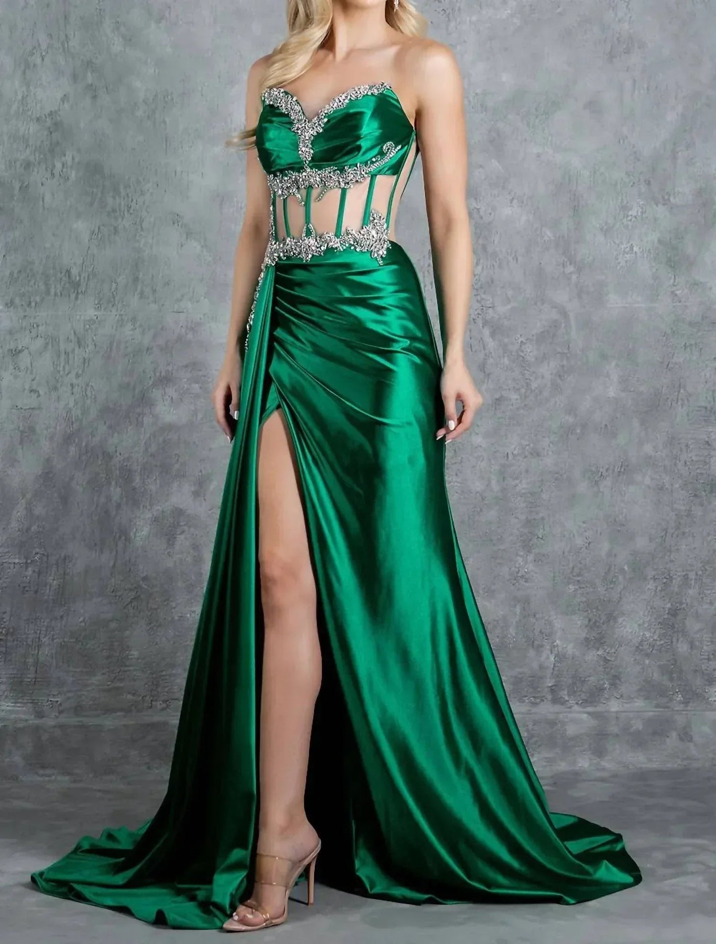 Long Prom Formal Fitted Slit Evening Dress
