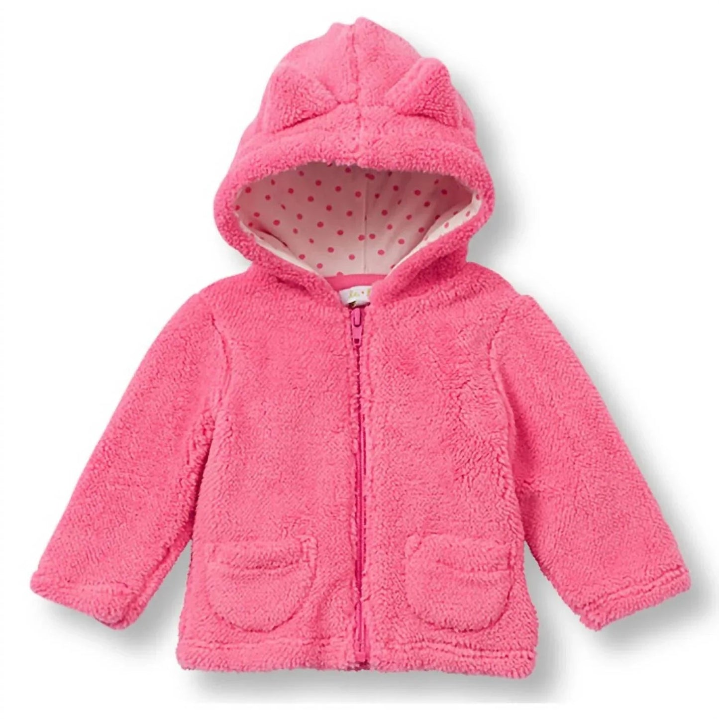 Le Top Baby Kapuzenplüschjacke "Miss Kitty" in Azaleenrosa mit Ohren