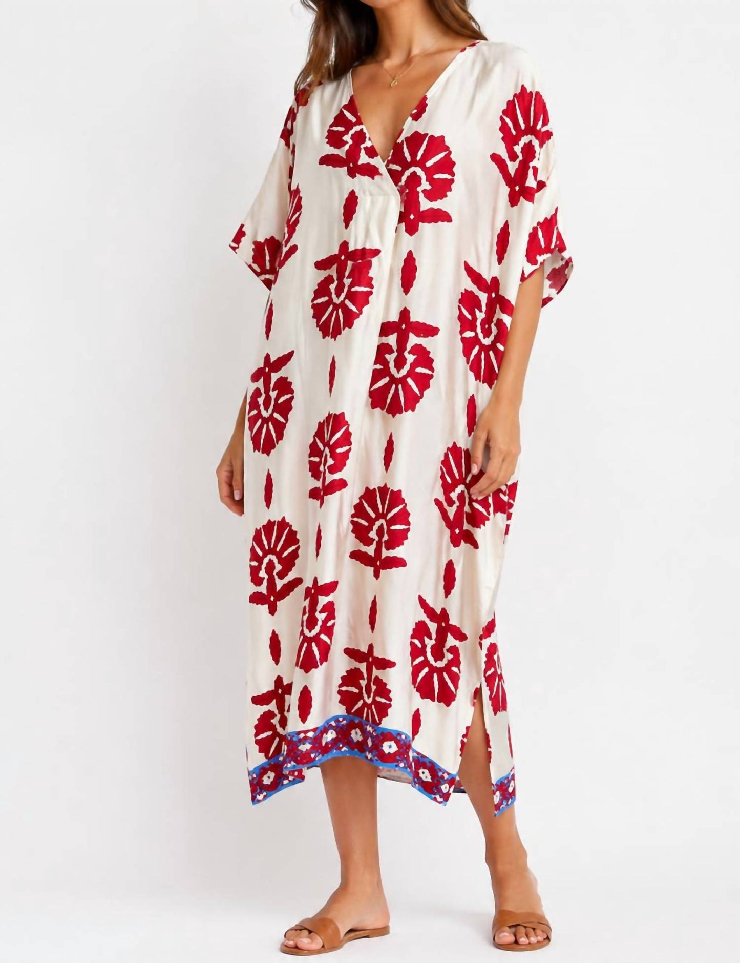 Print V-neck Tunic Dress