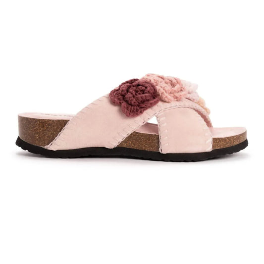 Women's Penelope Crochet Floral Cross Strap Sandal Slide