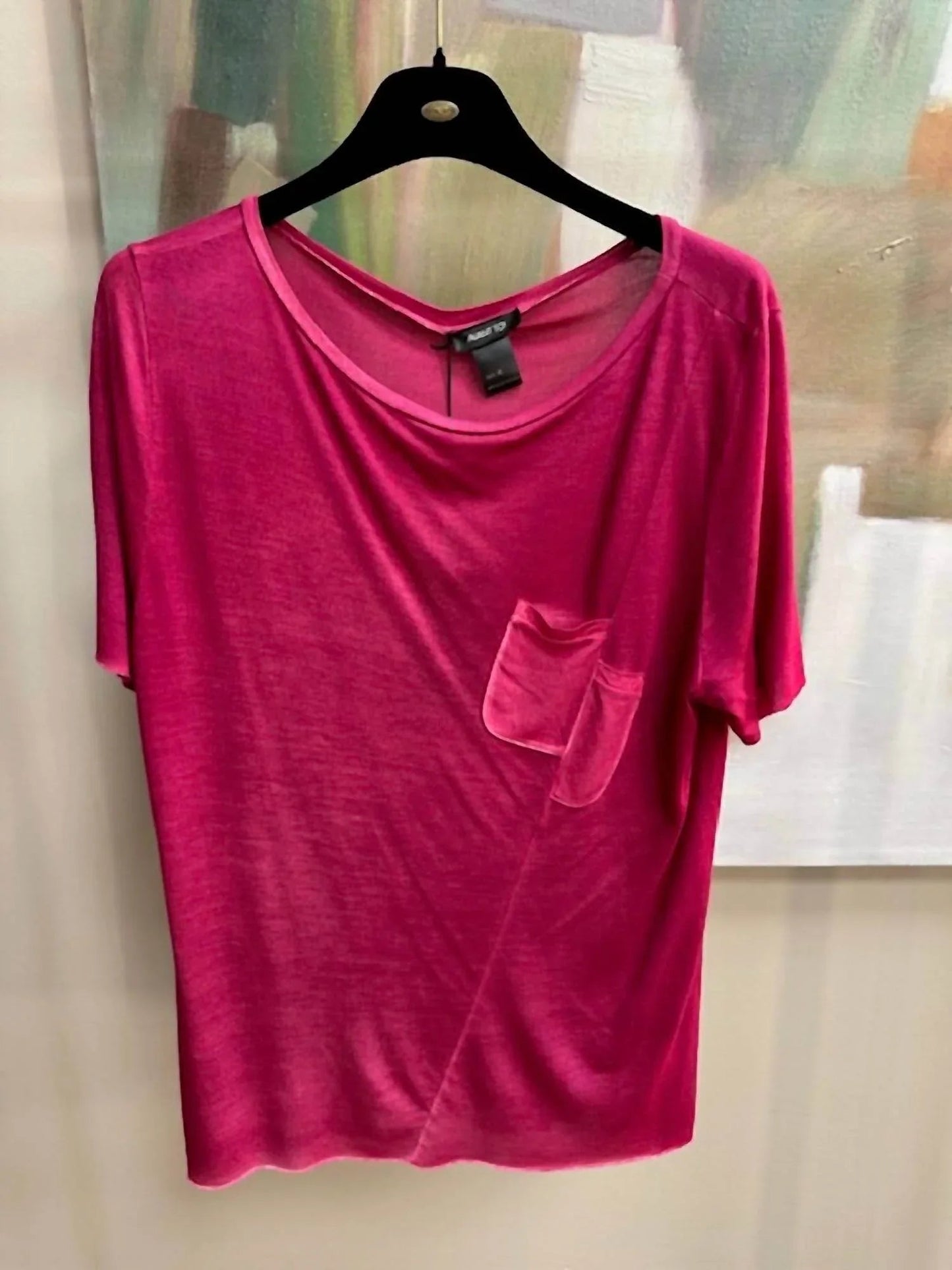 Kurzarm-Barchetta-Shirt mit Tasche