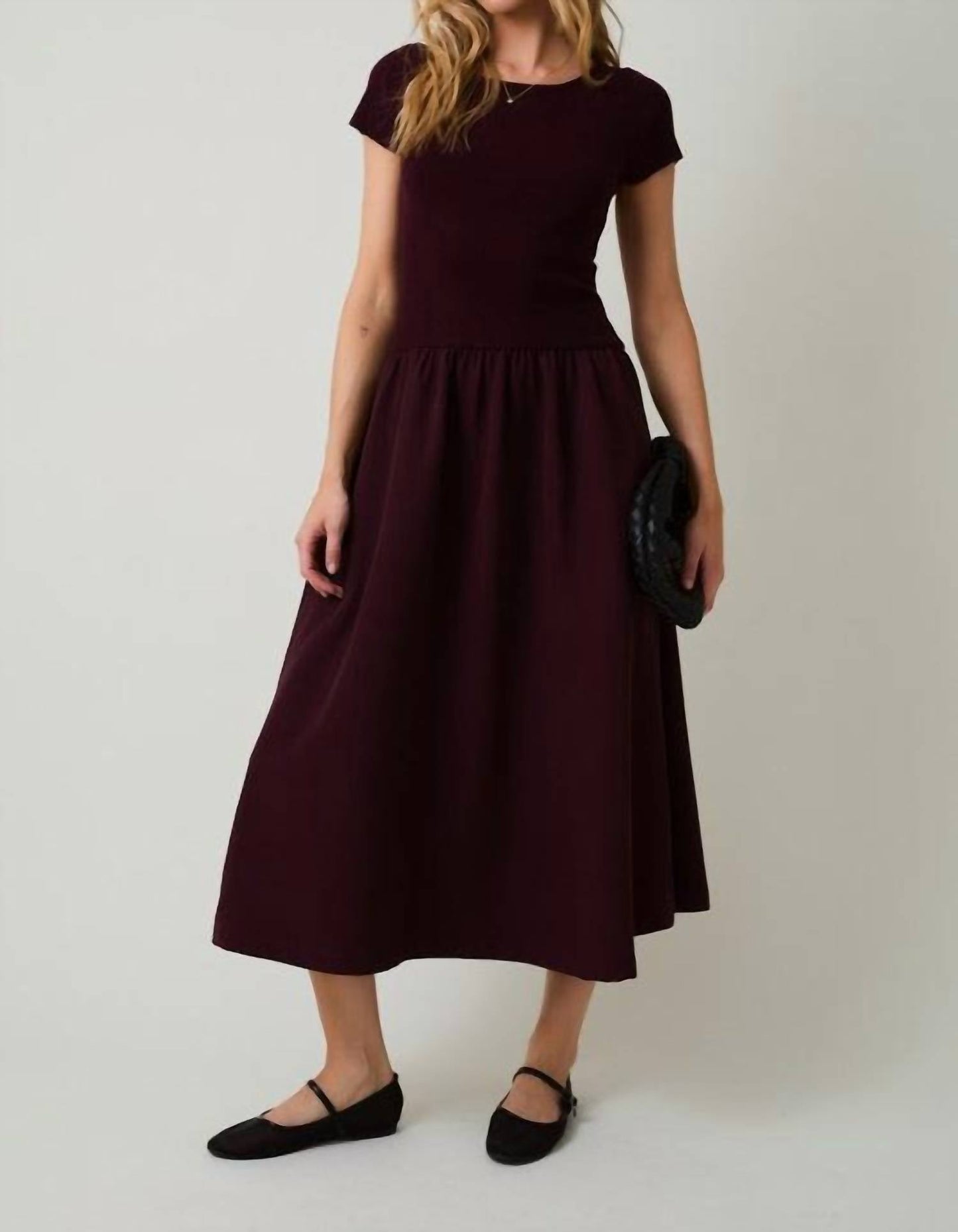 Round Neck Mix Midi Dress