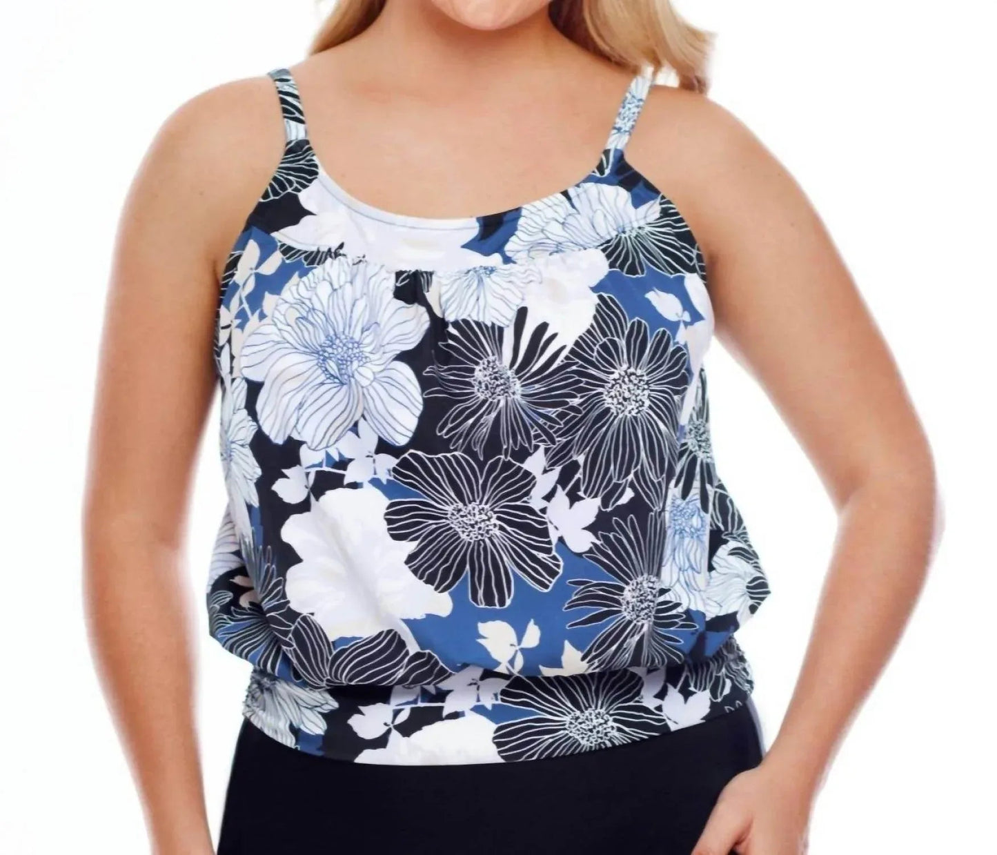 Plus Size Blouson Tankini Top