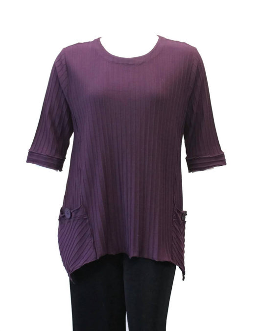 Damen Asymmetrisches Rippstrick-Baumwolltop mit Textur