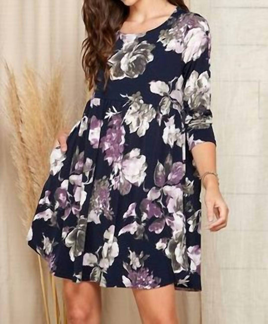 Women's Floral Printed Babydoll Dress - Plus