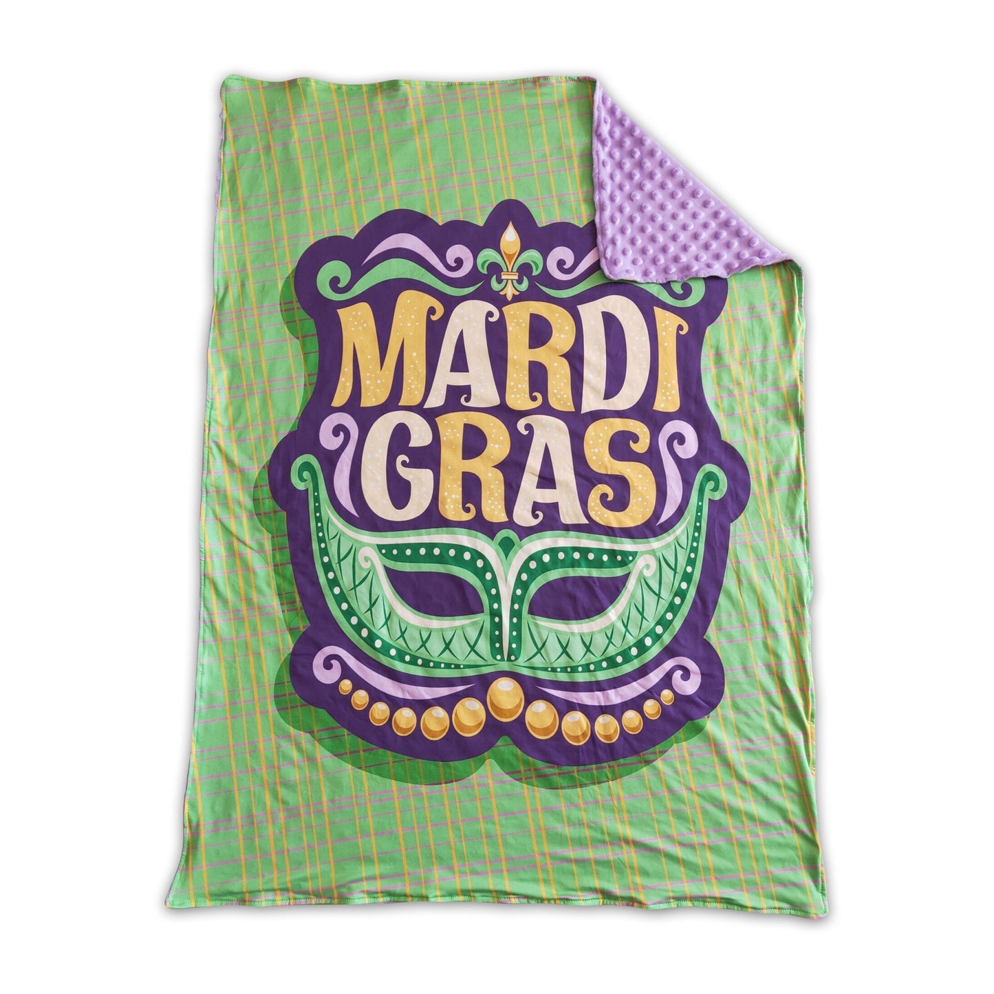 Lila Minky-Polkadots-Mardi-Gras-Decken