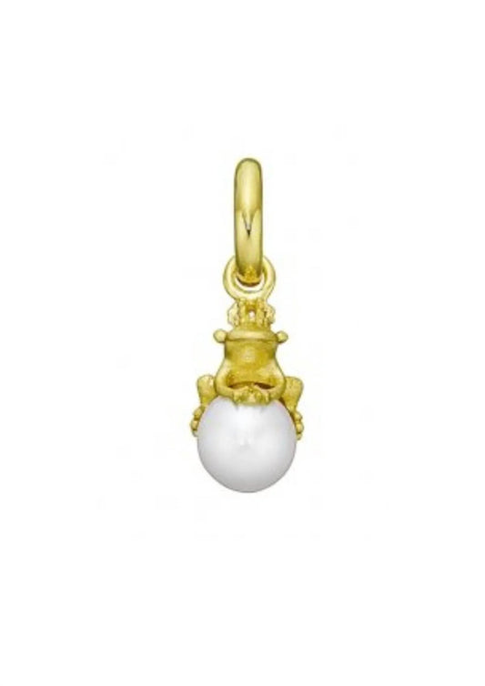 Women's Frog With White Pearl Charm Pendant