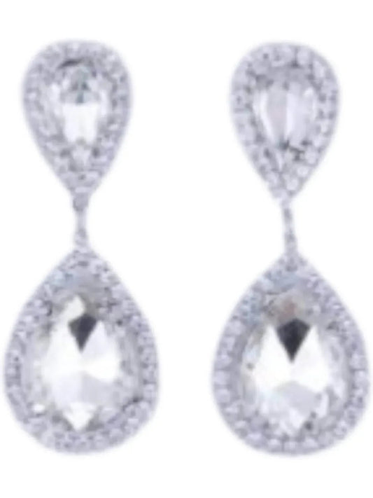 Women's Drop Earrings With Navette Shape Crystals