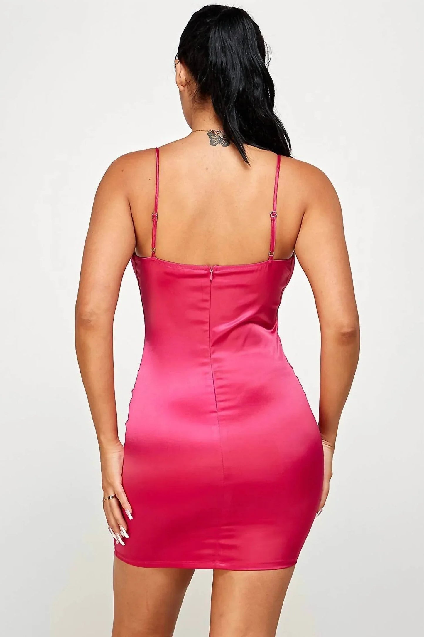 Pink Satin Mini Dress