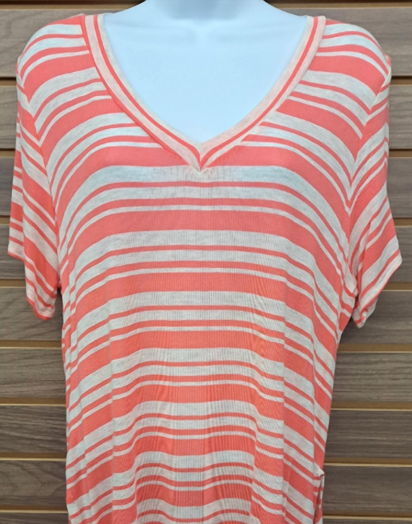 Damen Longshirt mit Korallenstreifen