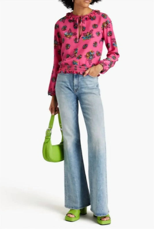 Women's Ruffle-trimmed Floral-print Blouse