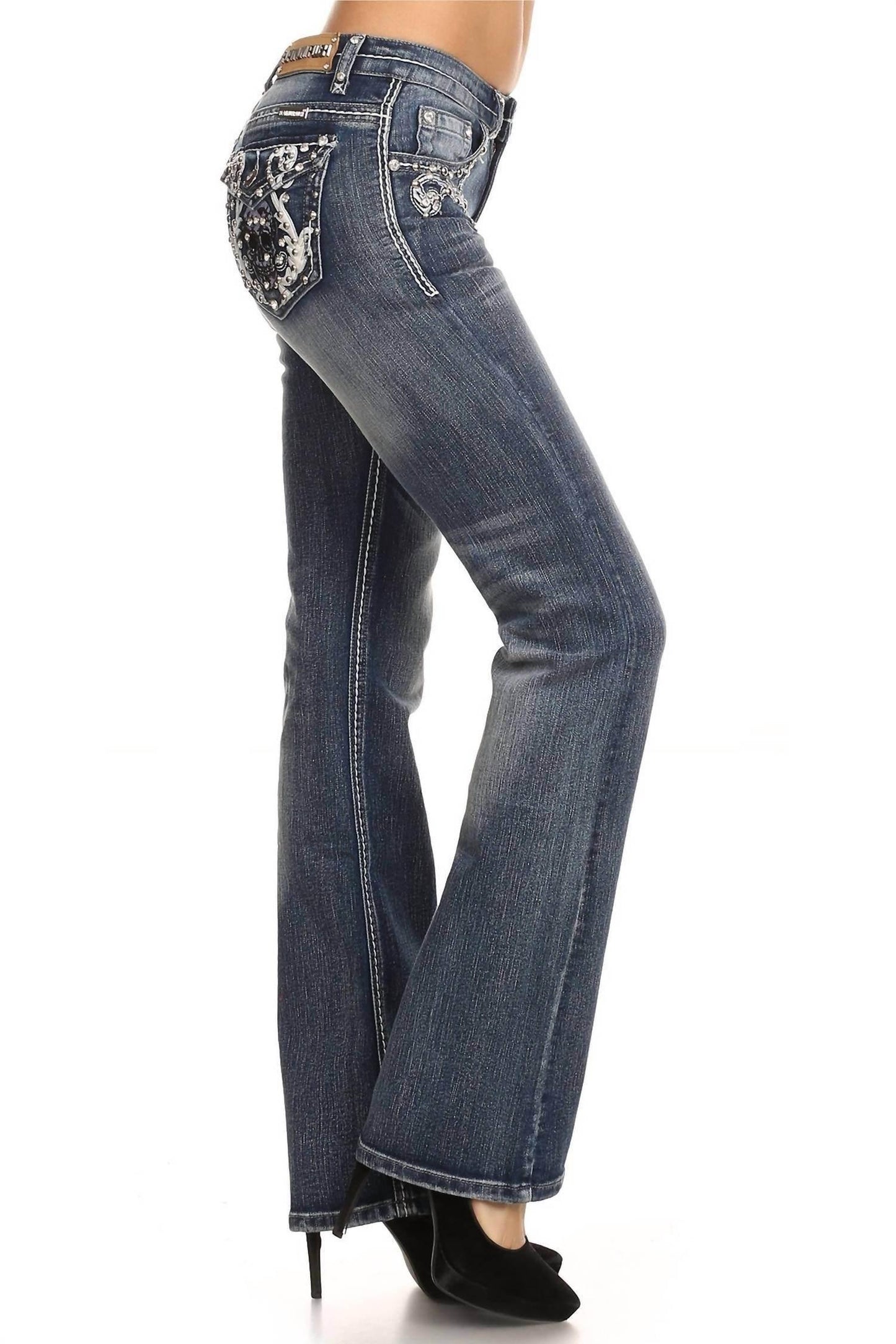 Naughty Denim with Skull Pockets