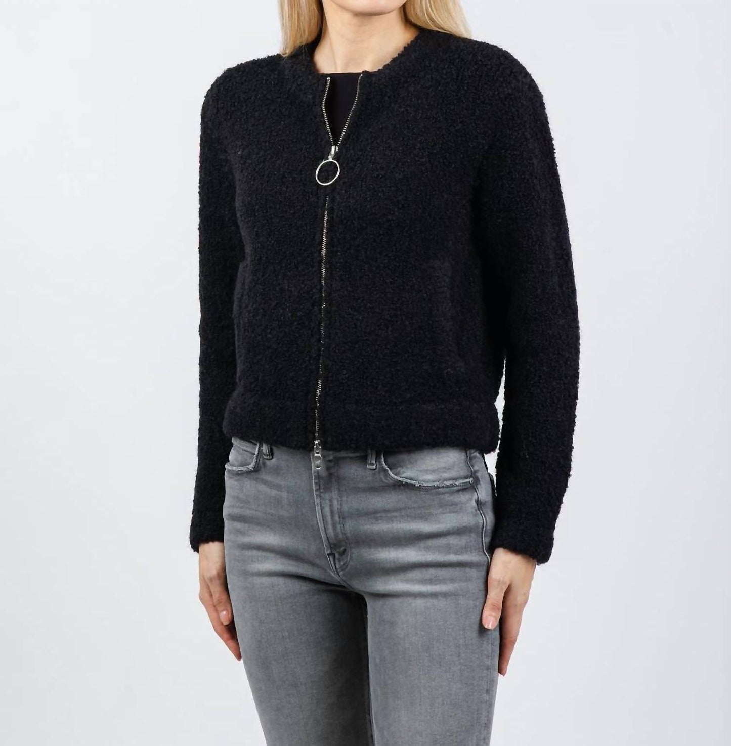 Boucle Zip Knit Sweater