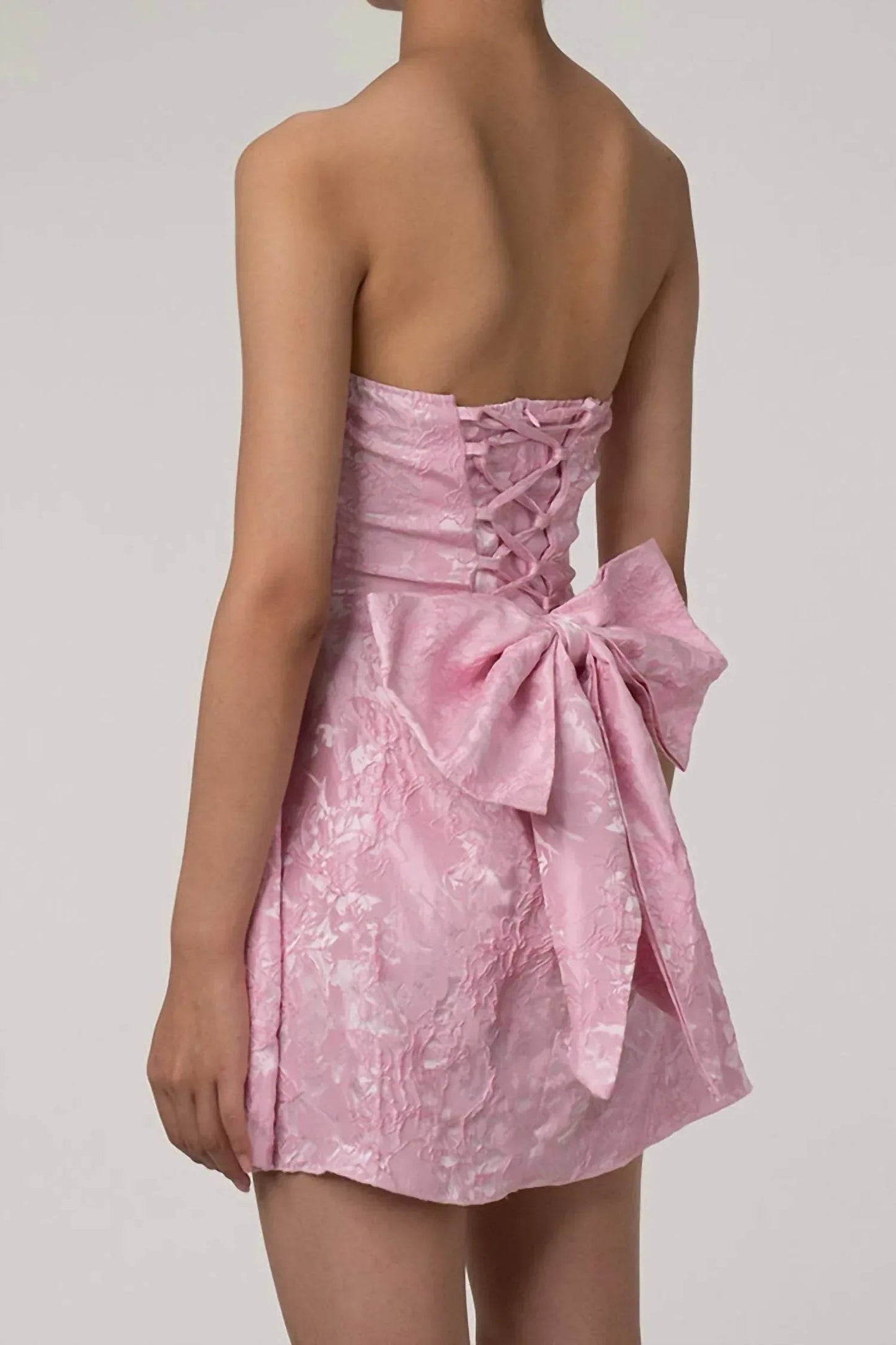 Floral Jacquard Strapless Mini Dress