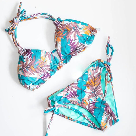 Women's Floral Aqua Bikini Set