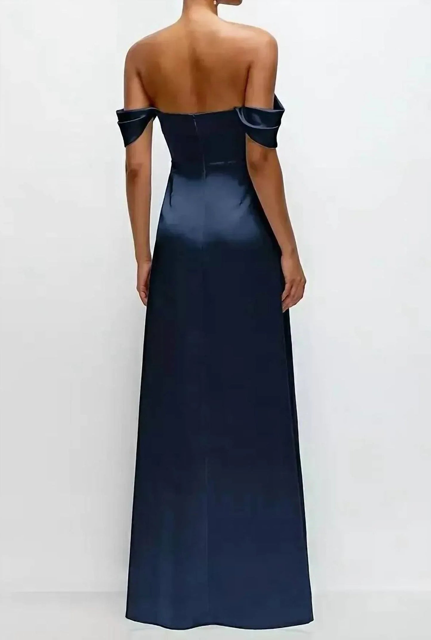 Satin Convertable Off-shoulder A-line Gown