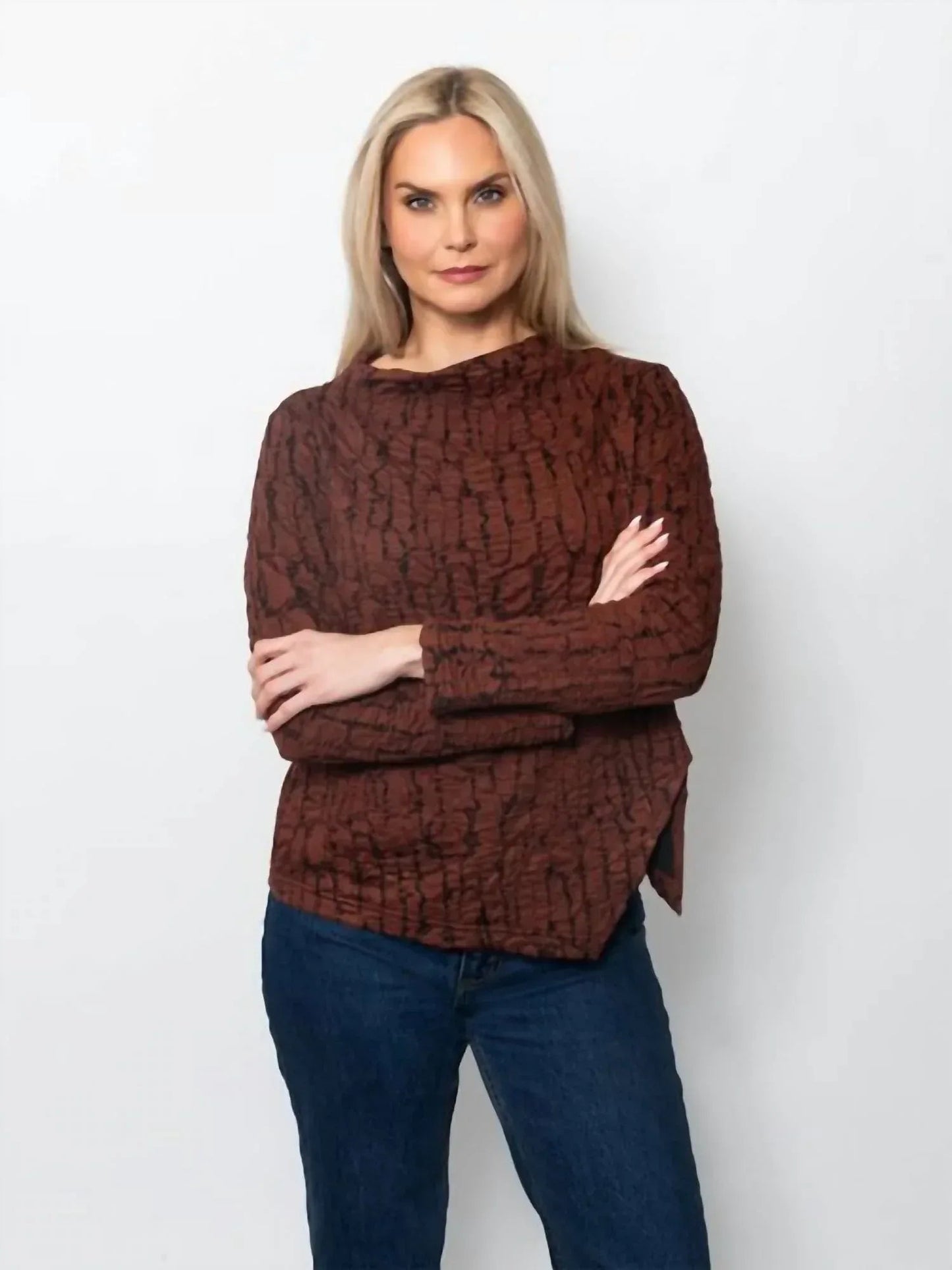 Crinkle Long Sleeve Top