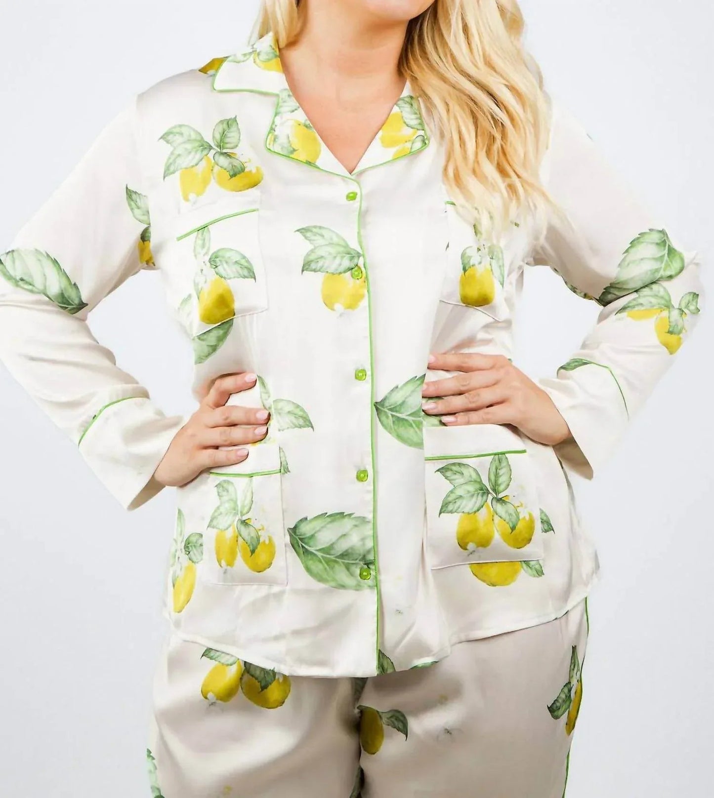 Zitronen-Pyjama-Set – Große Größen