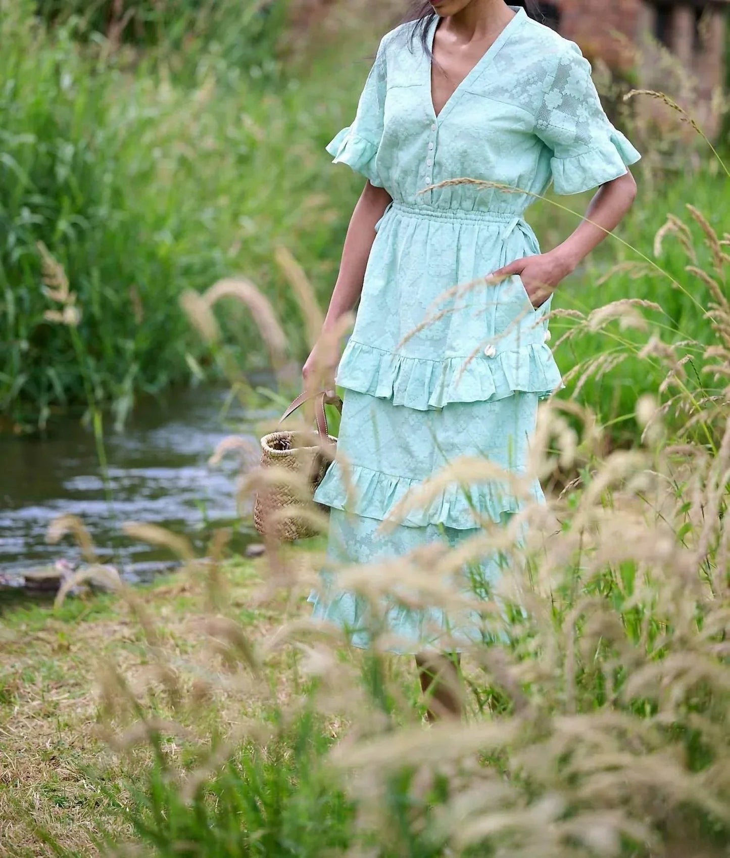 Celine Baumwollspitzenkleid