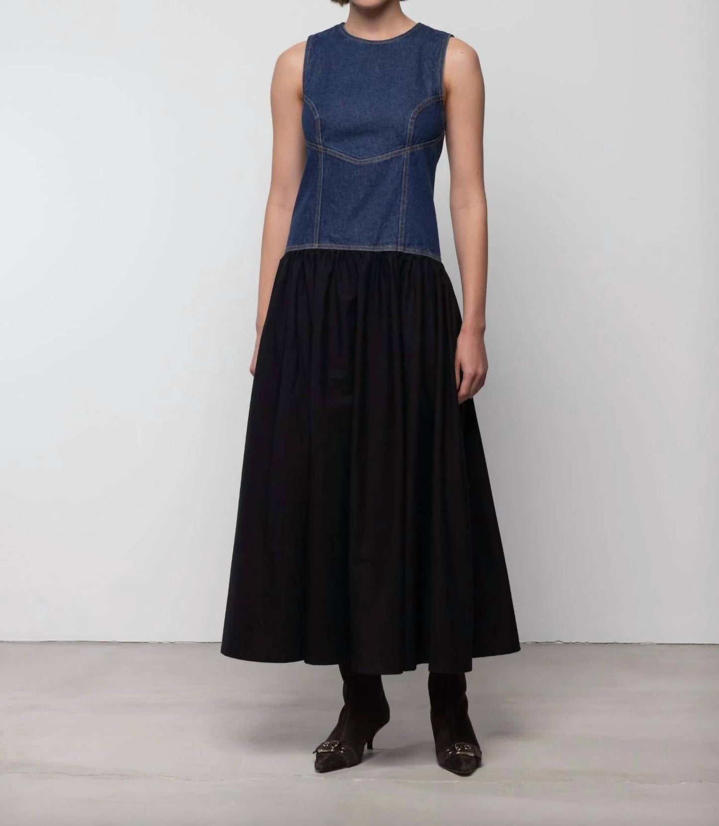Women's Jeansstoff Corset Midi Dress