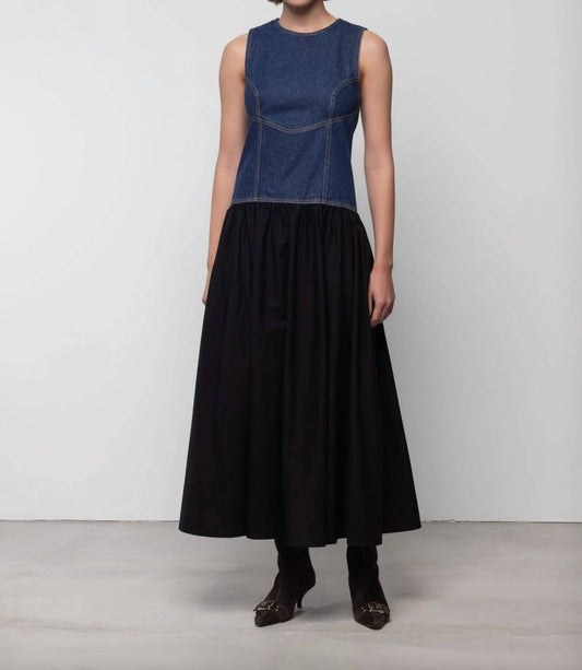 Women's Jeansstoff Corset Midi Dress