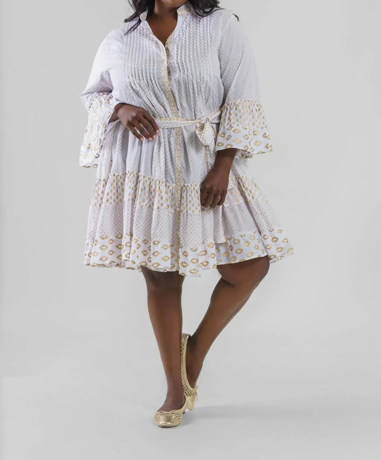 Short Net Print Mini Dress - Plus