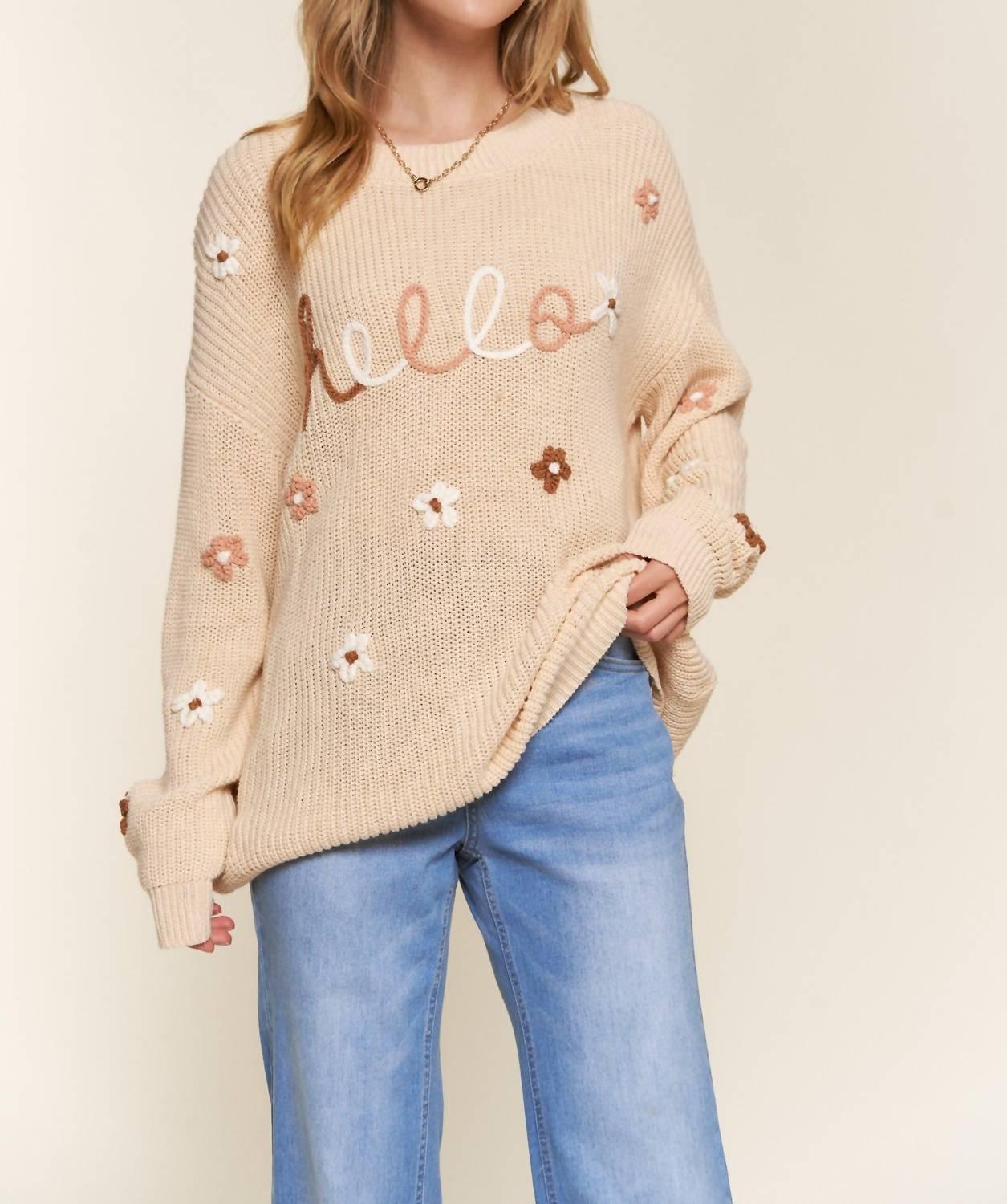 Hallo Blumenstickerei Pullover