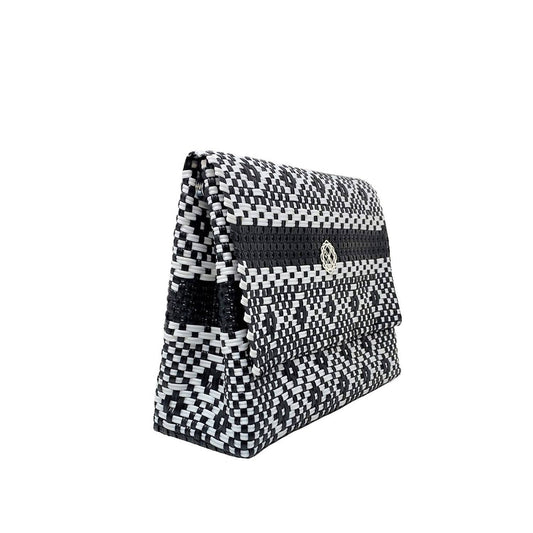 Women's Handmade Aztec Stripe Long Metal Chain Strap Crossbody Bag