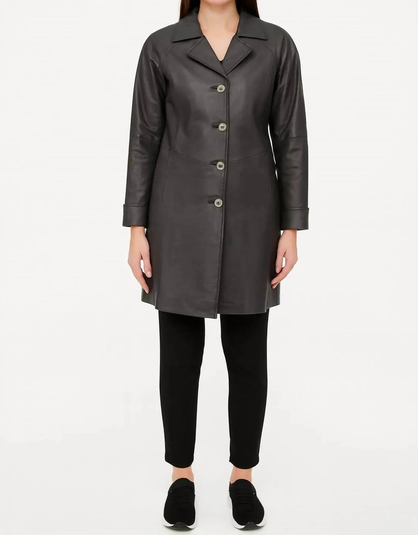 Genuine Leather Mid-length Coat