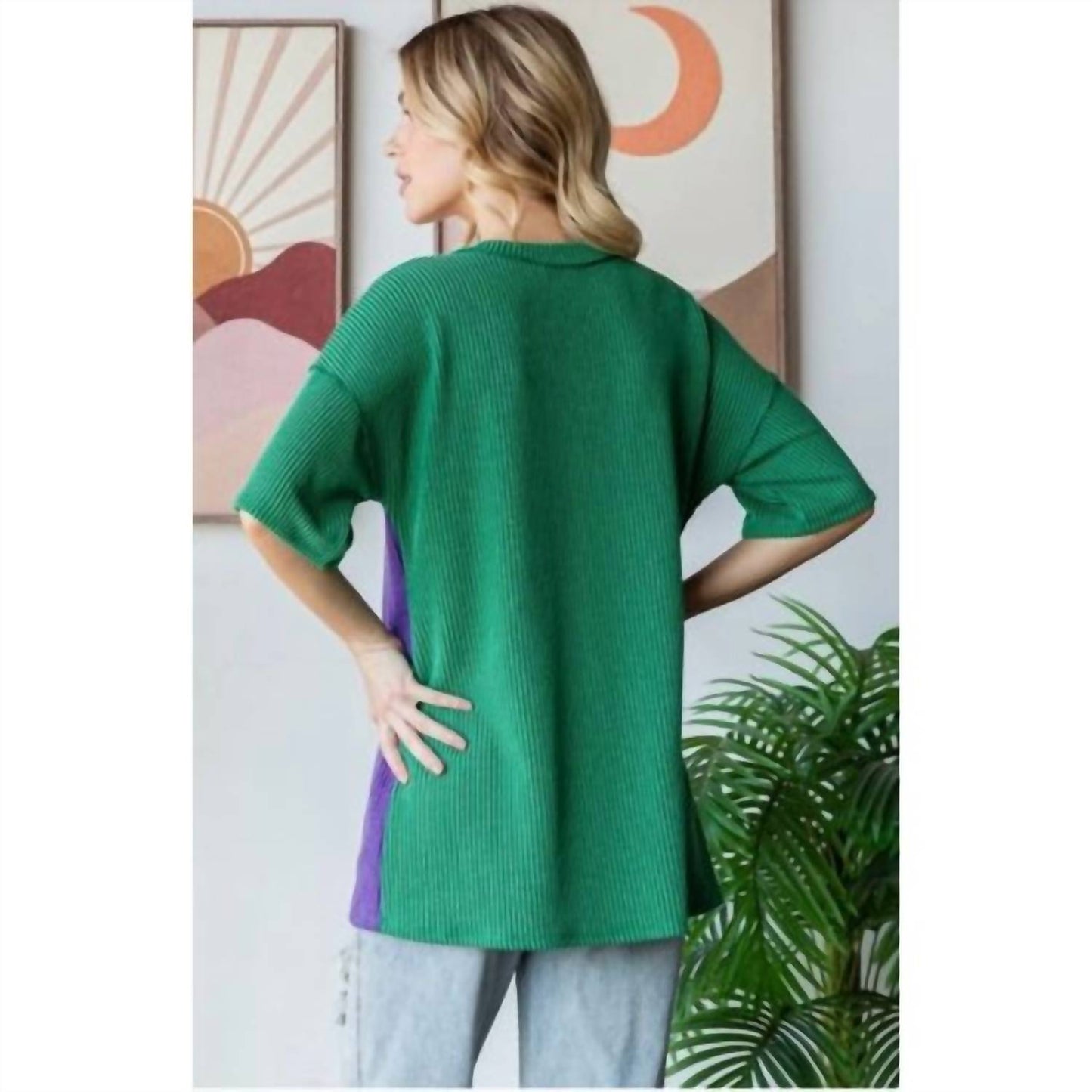 Bourbon Street Ribbed Color Block Top