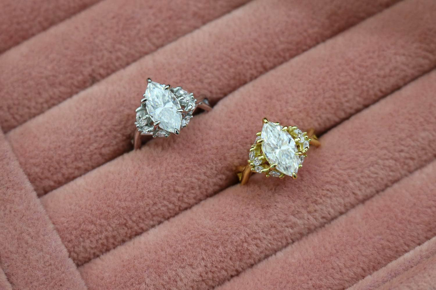 Damenring aus 925er Sterlingsilber mit Marquise-Moissanit-Cluster, 2,0 Karat