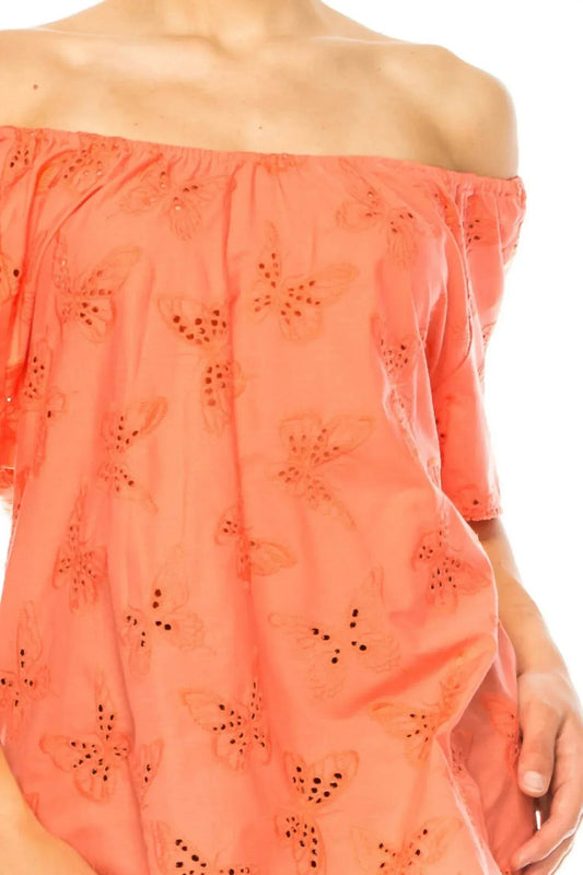 Butterfly Eyelet Short Sleeve Top