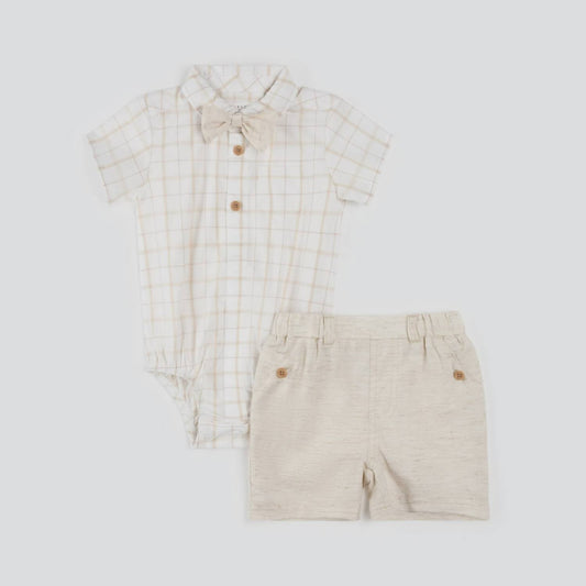 Boys 3-piece Bodysuit Bowtie Short Set