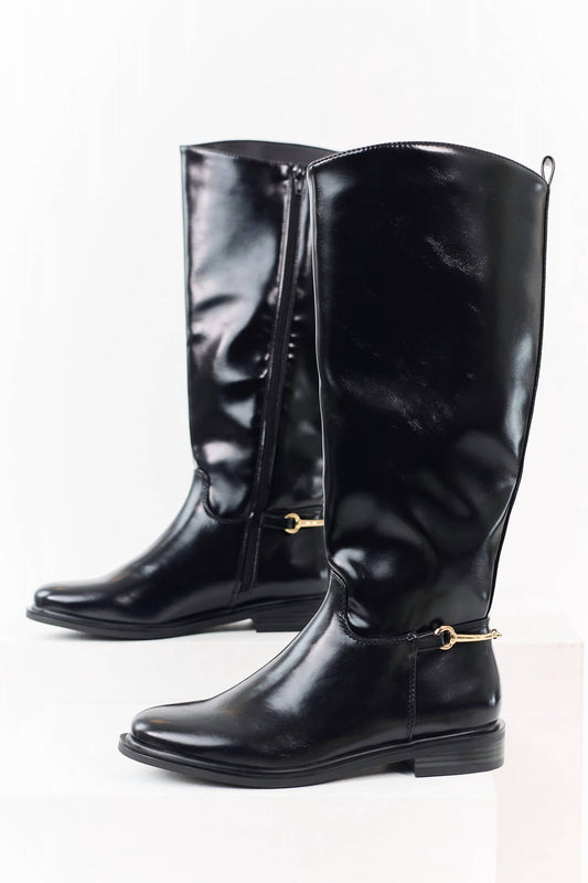 Women's Sofia Faux Leather Horsebit Detail Tall Riding Boots