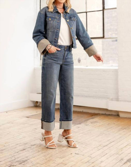 Cropped Denim Jacket With Buttons