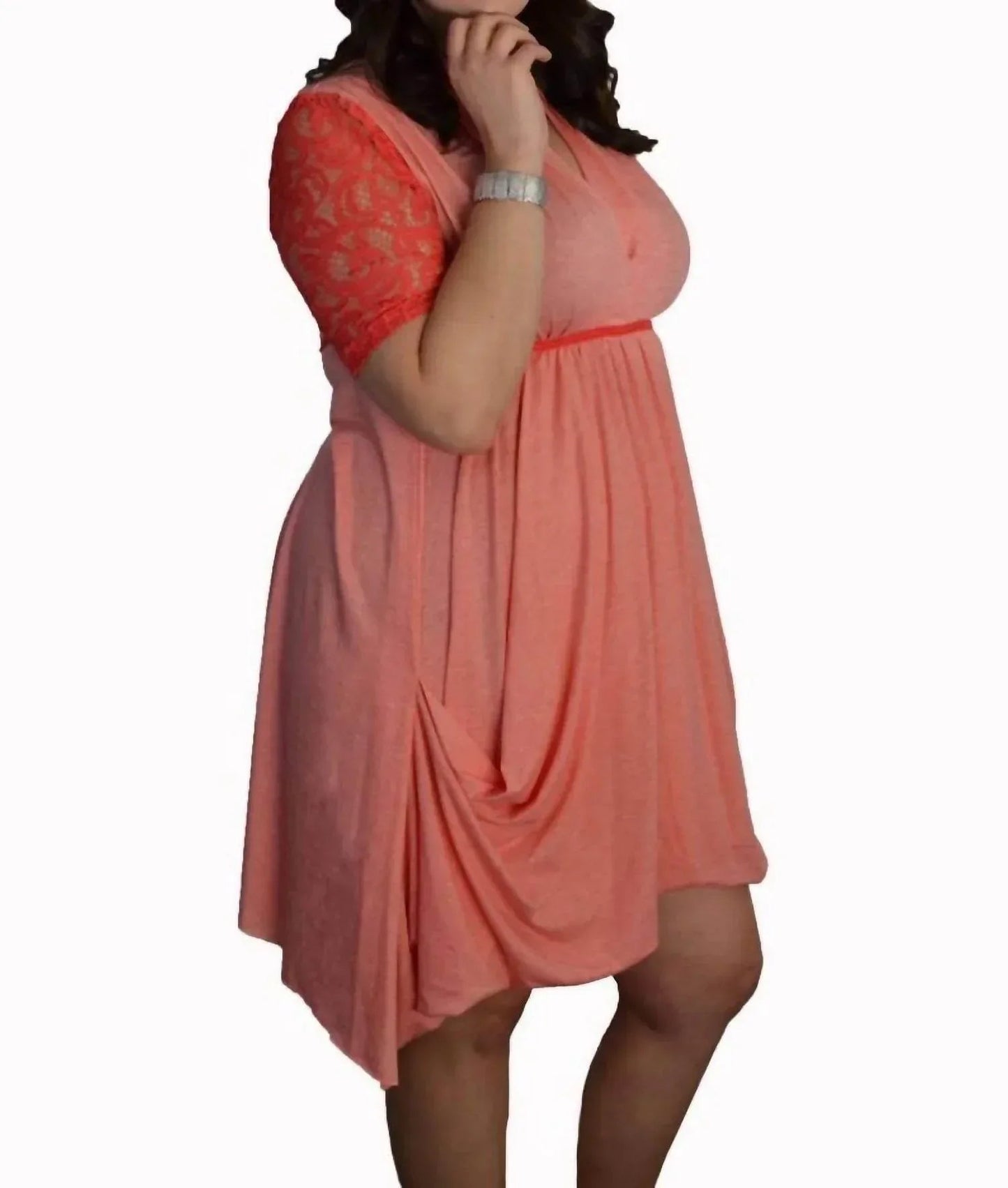 Lace Sleeve Goddess Pocket Dress