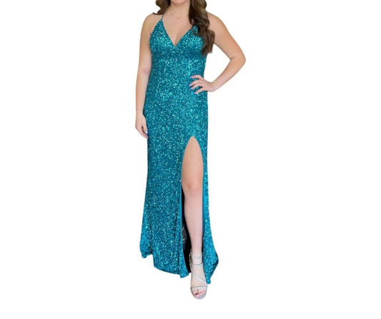 Maxikleid mit V-Ausschnitt und Schlitz