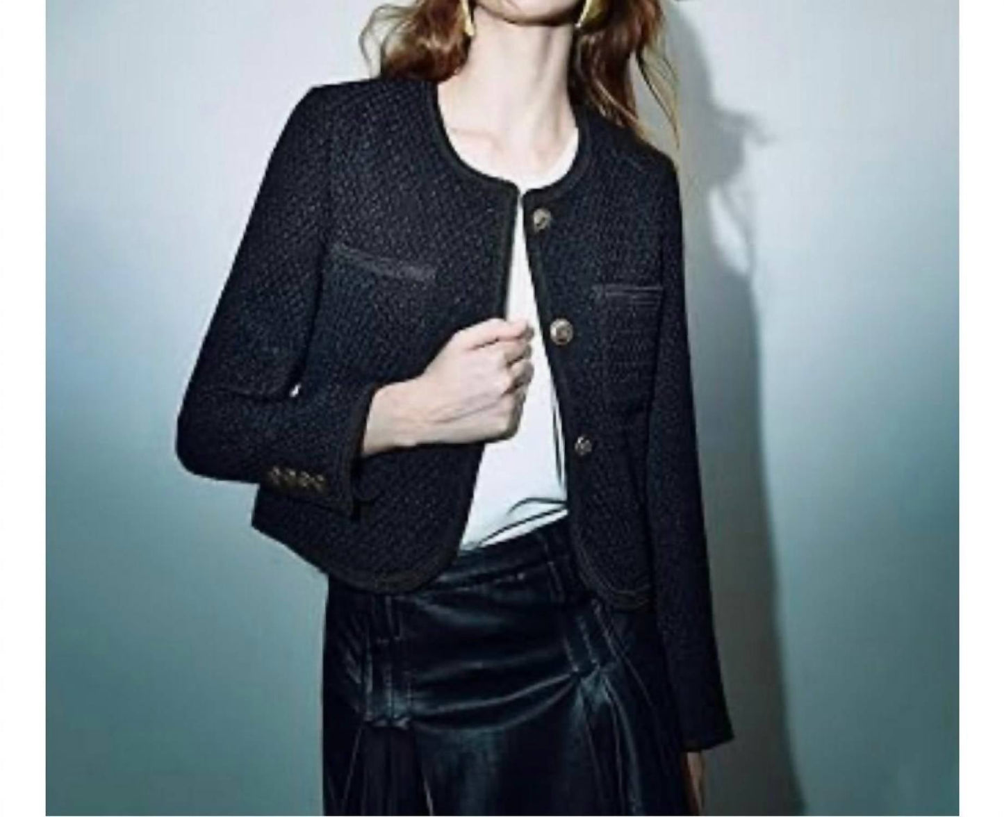Lässige Business-Tweed-Blazer in Cropped-Länge