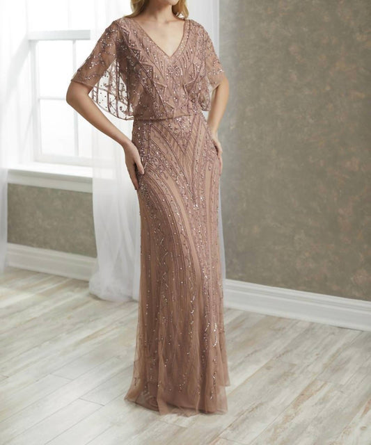 Batwing Sleeve Formal Gown