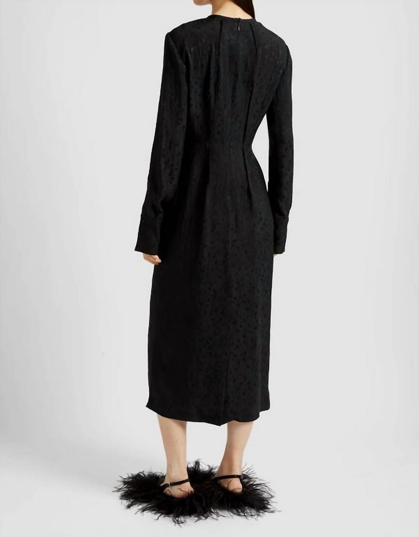 Langärmeliges Midikleid aus gecrushtem Stoff mit Blumenmuster