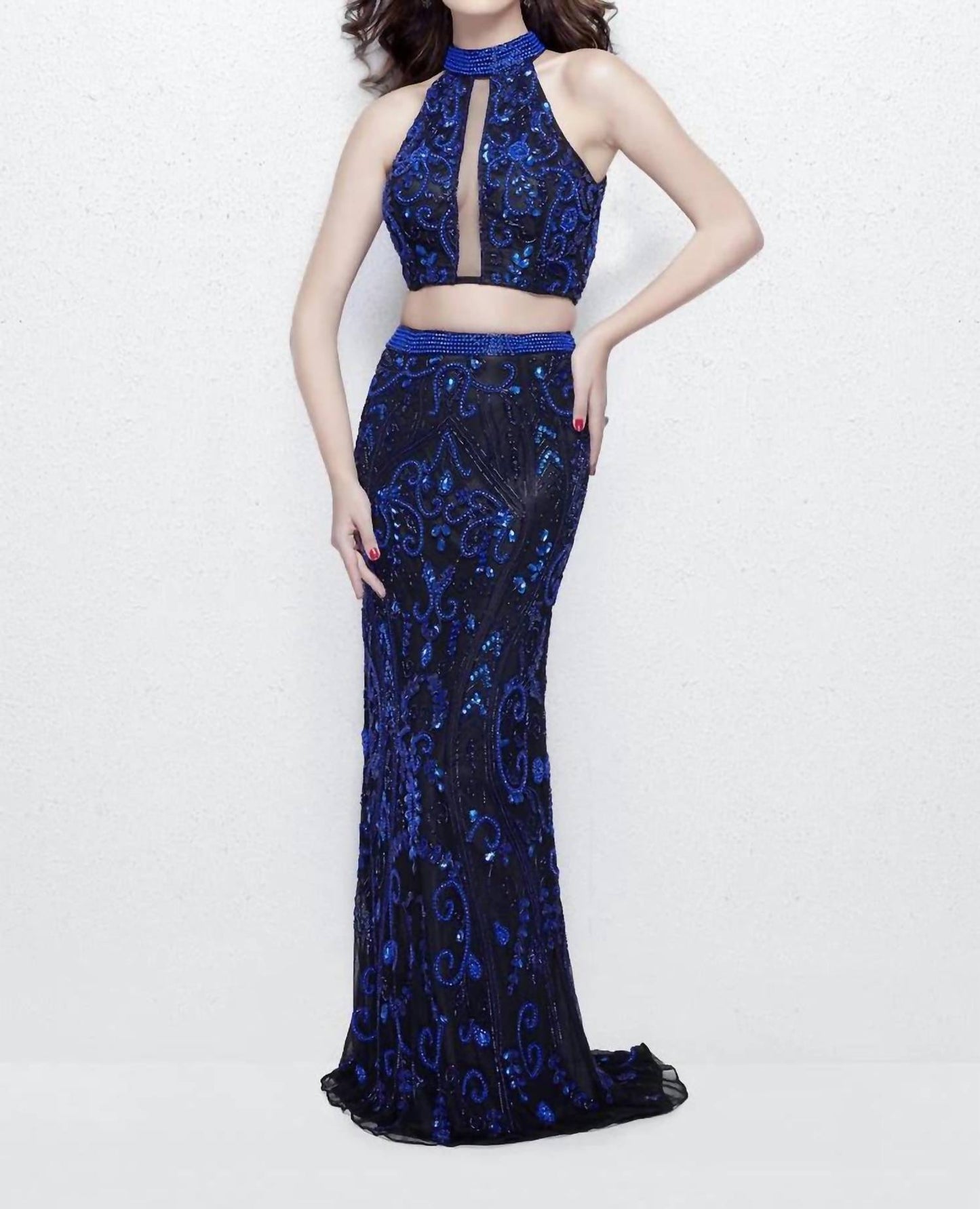 Beaded Two-piece Evening Dress