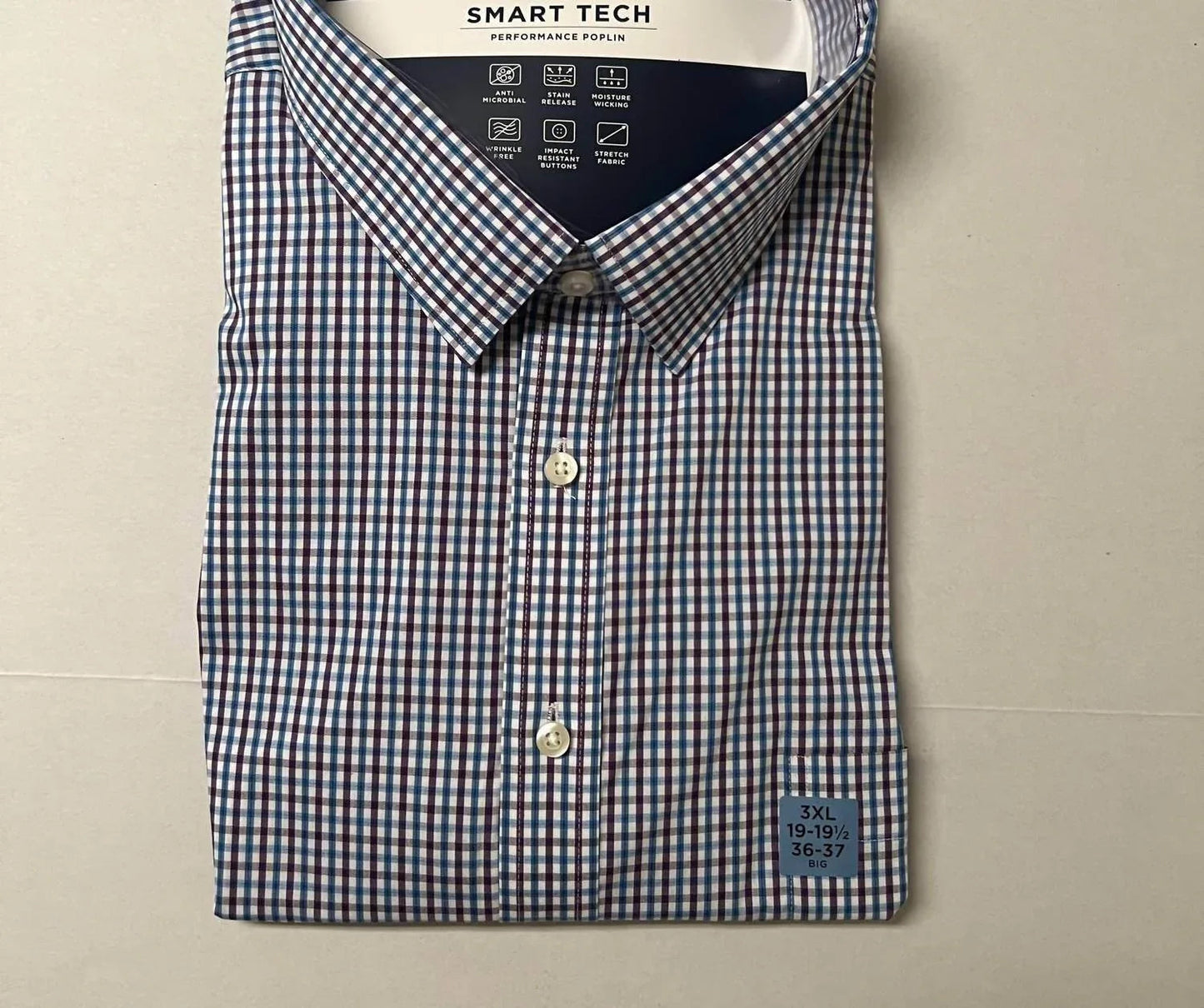 Men's Plum Checked Smart Tech Performance Poplin Shirt