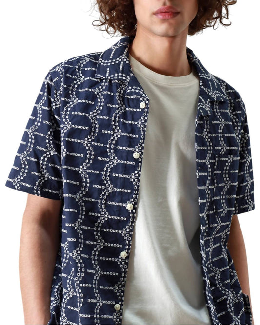 Stachio Short Sleeve Palm Tree Dobby Shirt